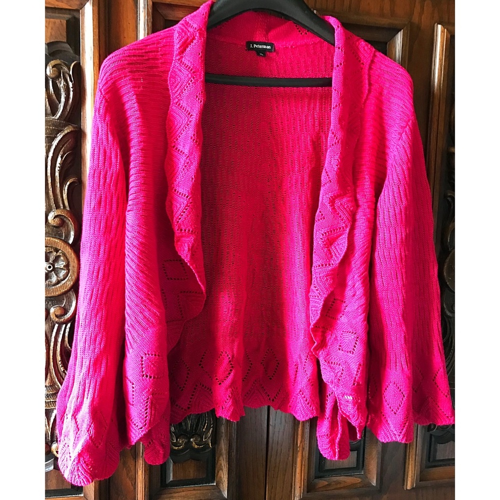 Fuschia Bell Sleeve Sweater By J. Peterman